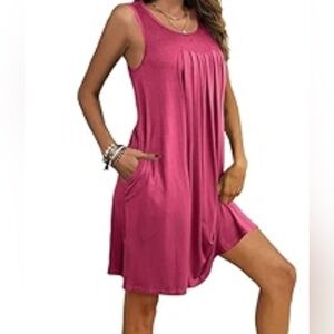 J. Jill Maroon 100% Silk Tank Top Dress with‎ Pockets  Scoop Neck Size L